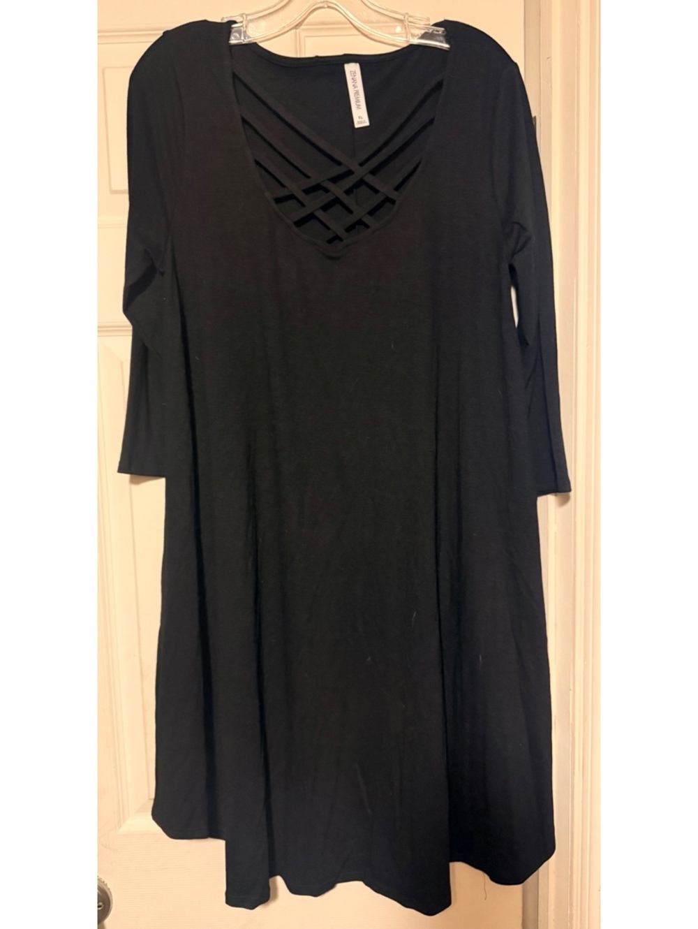Women’s Zenana Premium Black Caged Knit Dress XL Pockets